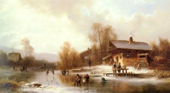 安東 道爾 Skaters And Washerwomen In A Frozen Landscape 安東 道爾 Skaters And Washerwomen In A Frozen Landscape